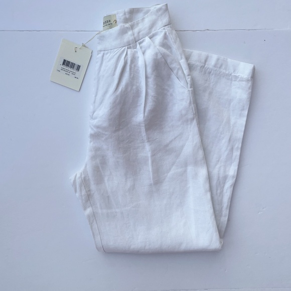 DISSH WHITE WIDE-LEG TROUSERS LINEN PANTS AU 6 / US 2 24 - Picture 2 of 11